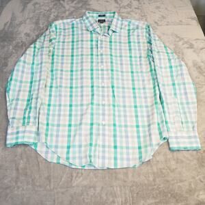 J Crew Flex Wrinkle Free Plaid Button Down Men's Size L Slim Fit Cotton Elastane